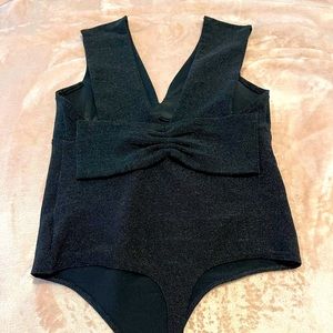 Ribbed Bow Back Thong Bodysuit